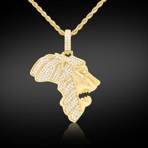 Men's Hip Hop Lion Head Pendant Necklace For Men